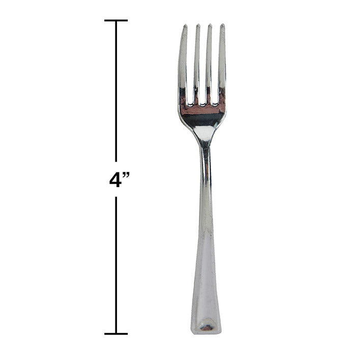 Bulk Silver Metallic Sensations Mini Forks (288 per Case)