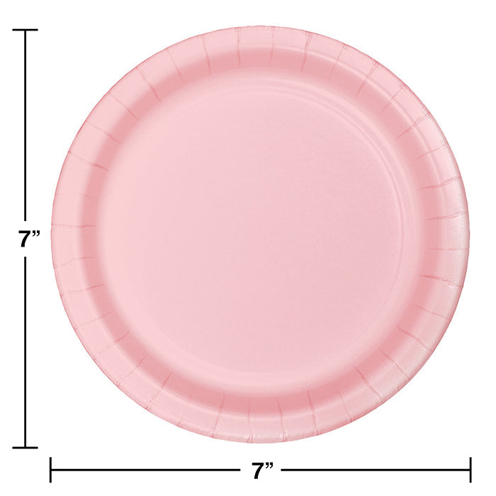 Bulk Classic Pink Paper 6.75 inch Dessert Plates (240 per Case)