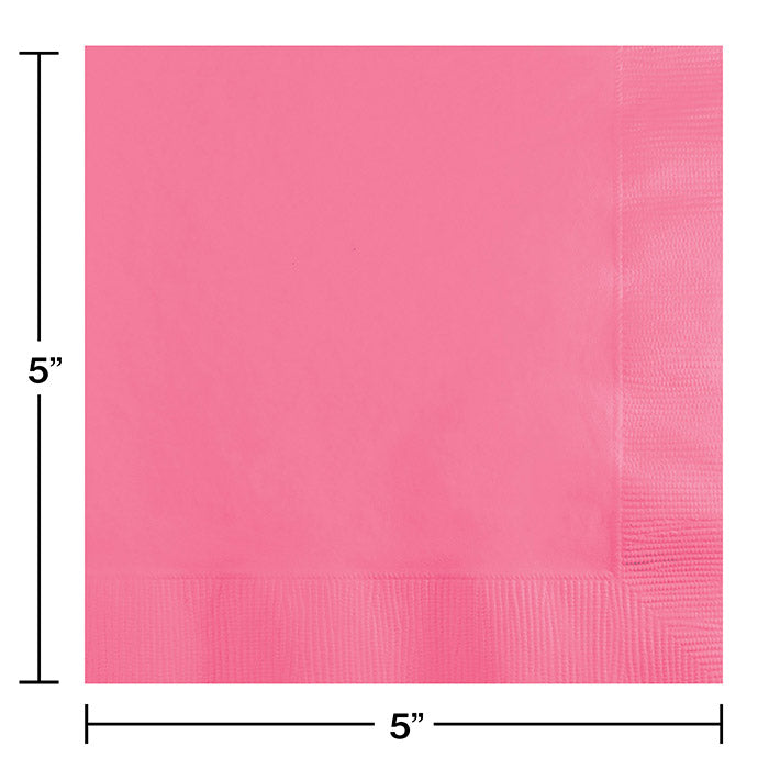 Bulk Candy Pink Beverage Napkins 3 ply (500 per Case)