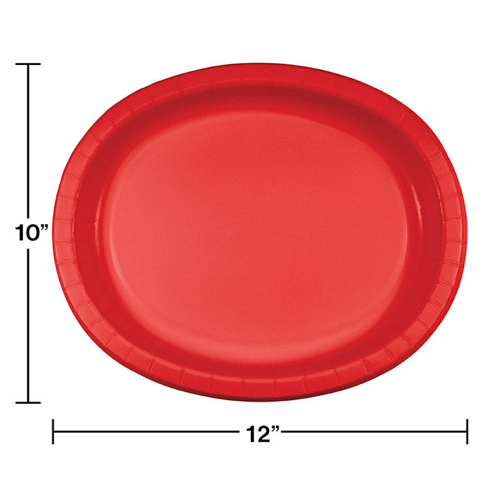 Bulk Classic Red Sturdy Style Paper Oval Platters (96 per Case)