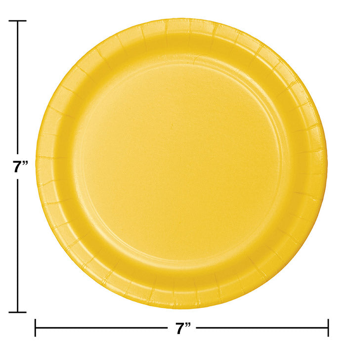 Bulk School Bus Yellow Value Friendly Paper Dessert Plates (96 per Case)