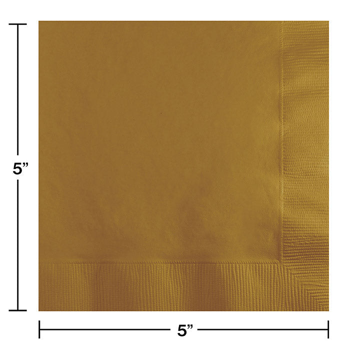 Bulk Glittering Gold Beverage Napkins 3 ply (500 per Case)