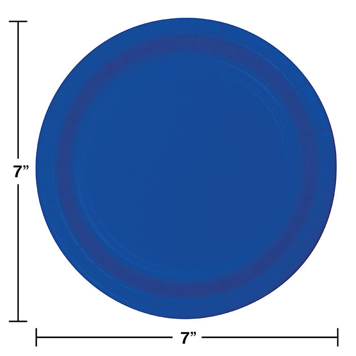 Bulk Cobalt Blue Paper 6.75 inch Dessert Plates (240 per Case)