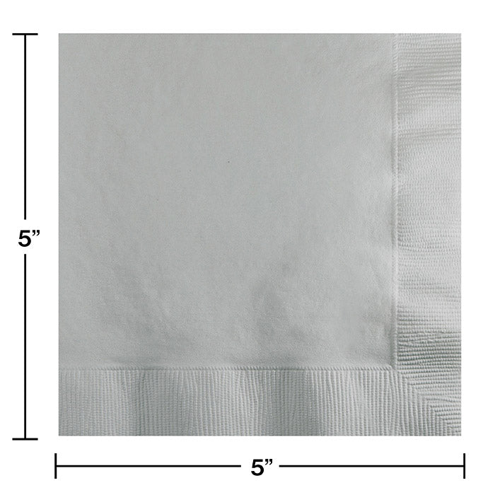 Bulk Shimmering Silver Beverage Napkins 3 ply (500 per Case)