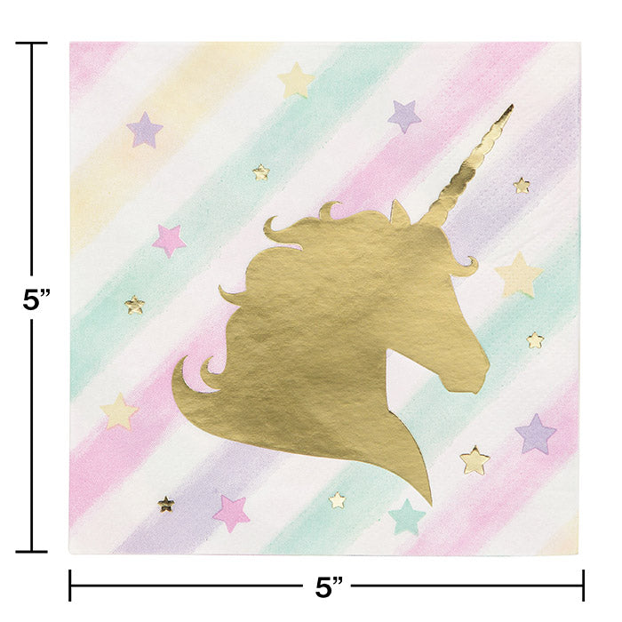 Bulk Sparkle Unicorn Beverage Napkins (192 per Case)