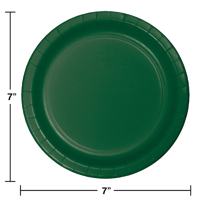 Bulk Hunter Green Paper 6.75 inch Dessert Plates (240 per Case)