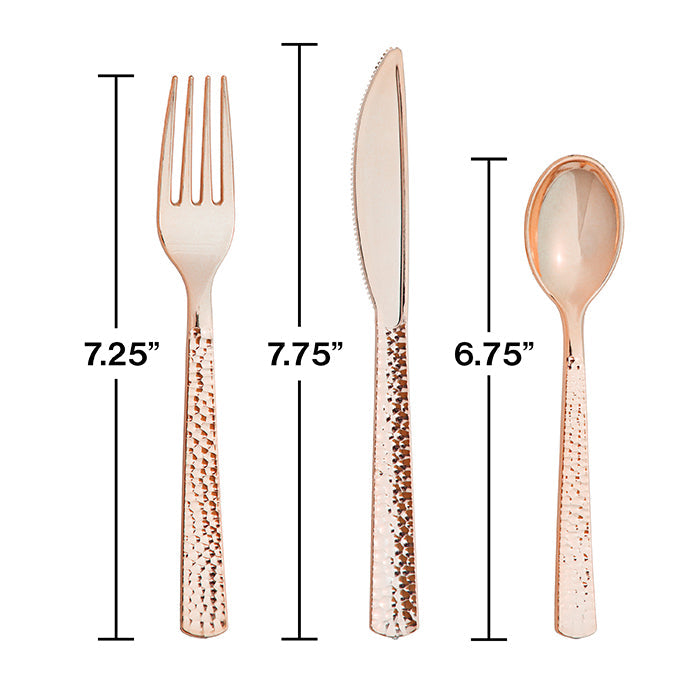 Bulk Rose Gold Metallic Hammered Assorted Cutlery (288 per Case)