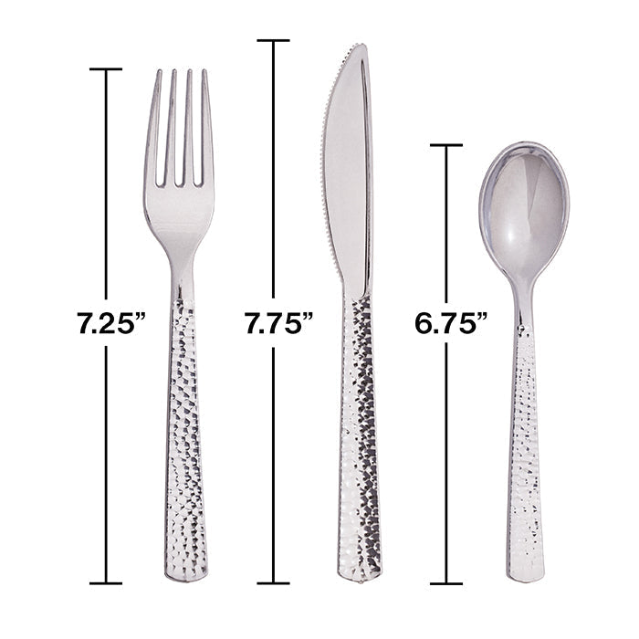 Bulk Silver Metallic Hammered Assorted Cutlery (288 per Case)