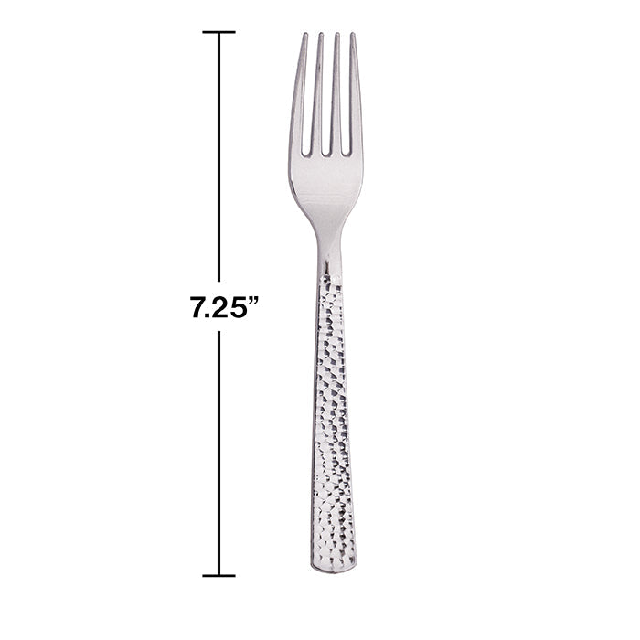 Bulk Silver Metallic Hammered Plastic Forks (288 per Case)