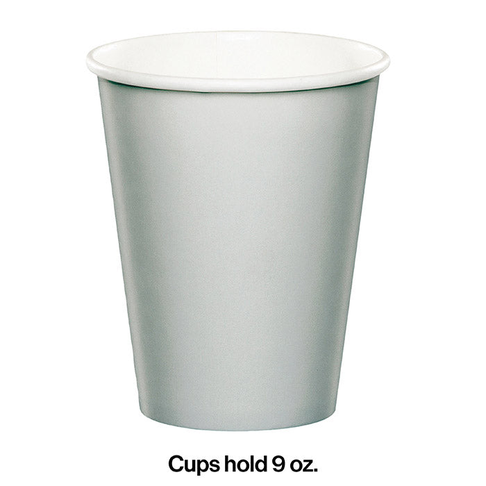 Bulk Shimmering Silver 9 oz Hot & Cold Paper Cups (240 per Case)