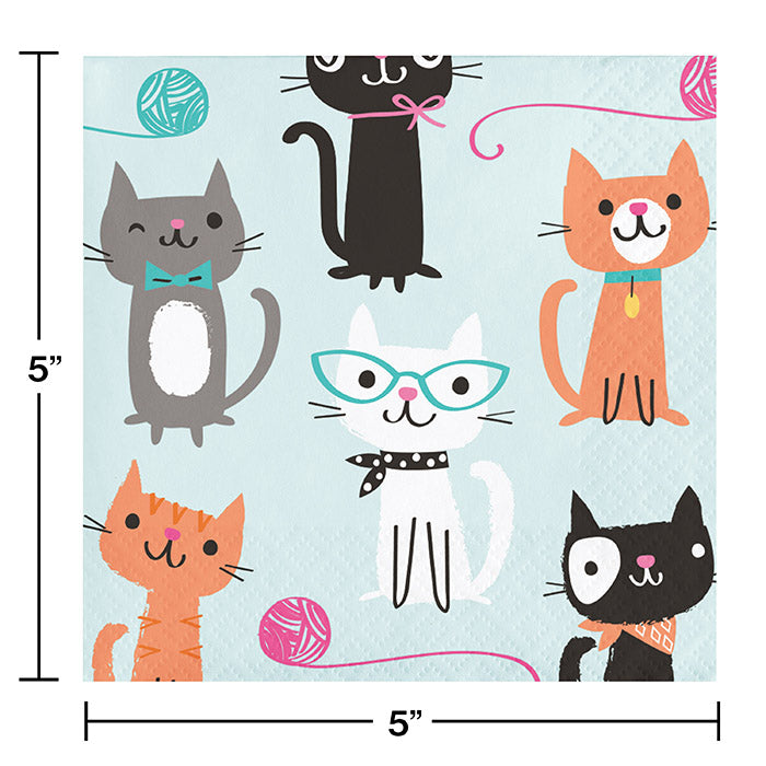 Bulk Purr-fect Cat Party Beverage Napkins (192 per Case)