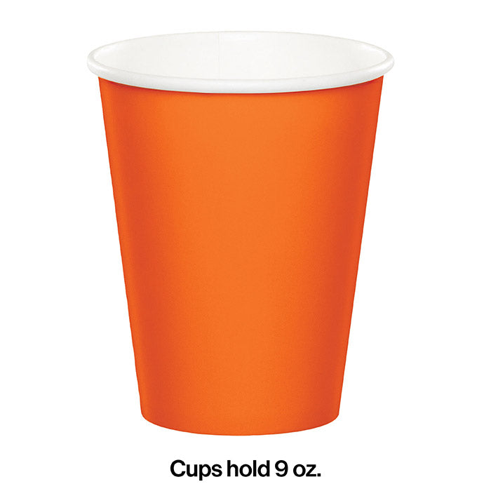 Bulk Sunkissed Orange 9 oz Hot & Cold Paper Cups (240 per Case)