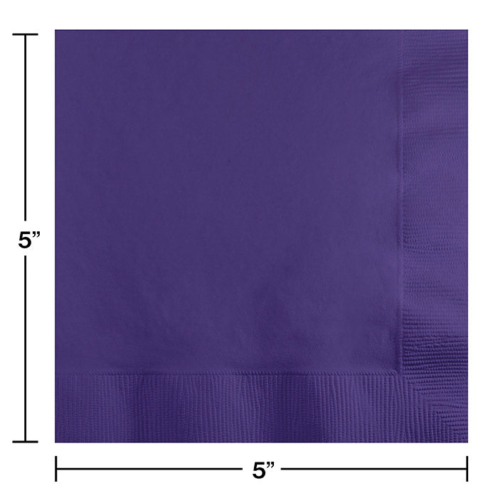 Bulk Purple Beverage Napkins 3 ply (500 per Case)