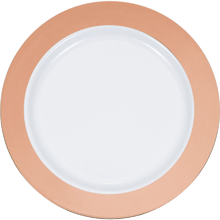 Bulk Rose Gold Rim Plastic Dessert Plates (120 per Case)