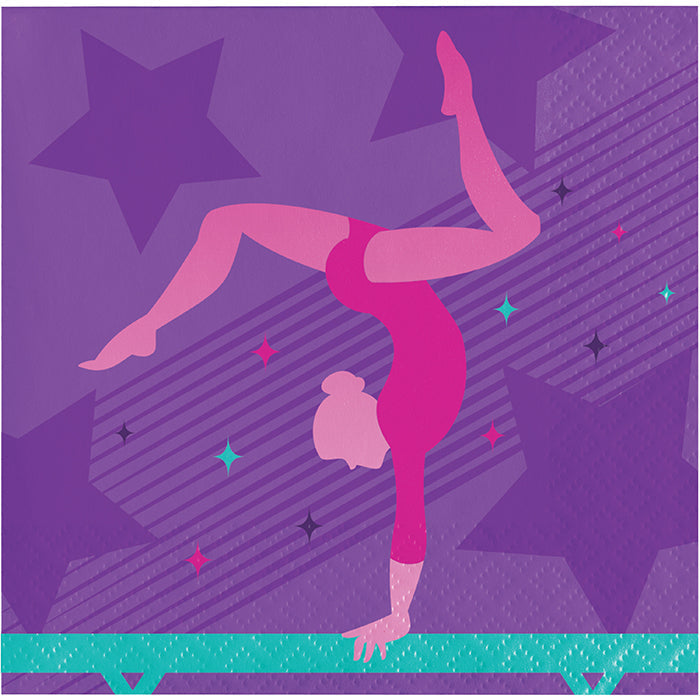 Bulk Gymnastics Party Beverage Napkins (192 per Case)