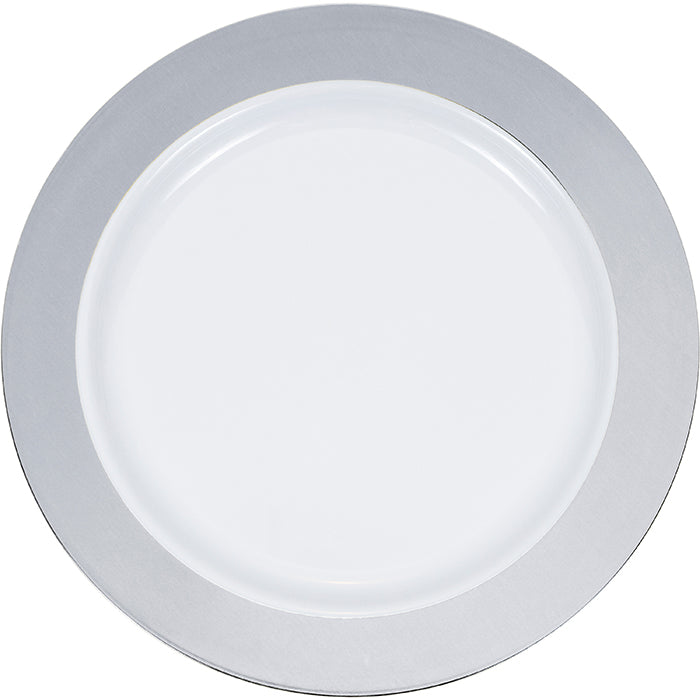 Bulk Silver Rim Plastic Dessert Plates (120 per Case)