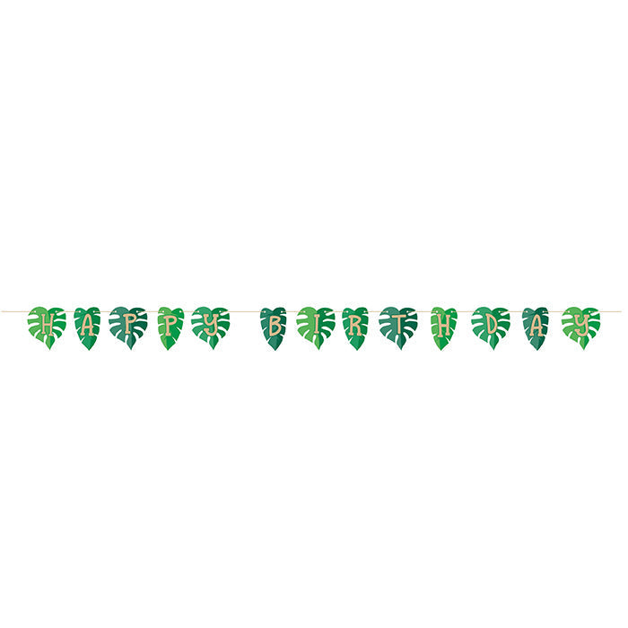 Bulk Jungle Leaf Happy Birthday Banners (12 per Case)