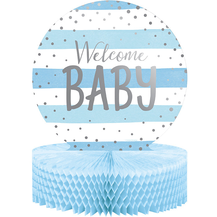 Bulk Blue and Silver Celebration Baby Shower Centerpieces (6 per Case)