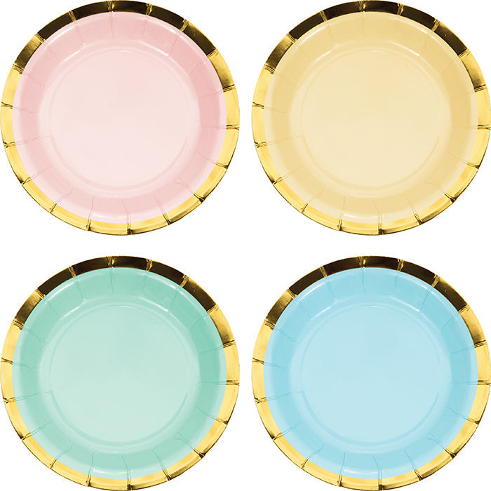 Bulk Pastel Celebrations Assorted Paper Dessert Plates (96 per Case)