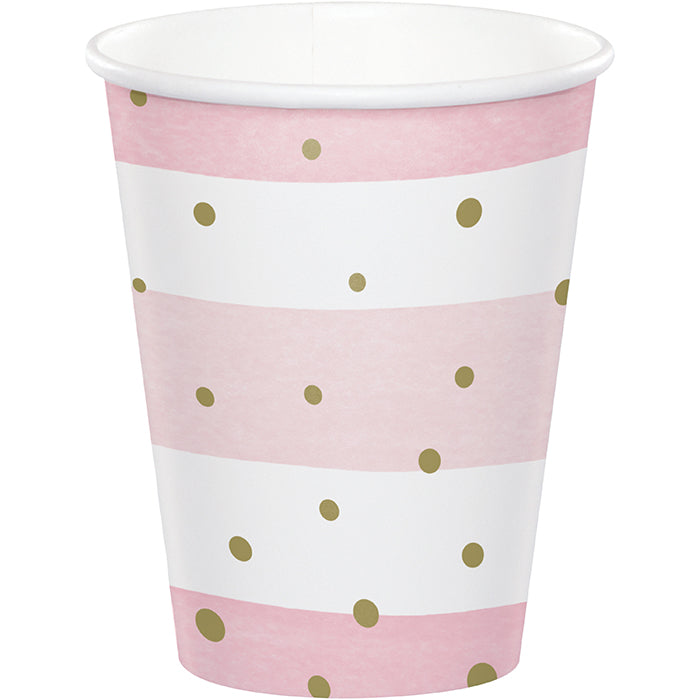 Bulk Pink and Gold Celebration Paper Cups (96 per Case)