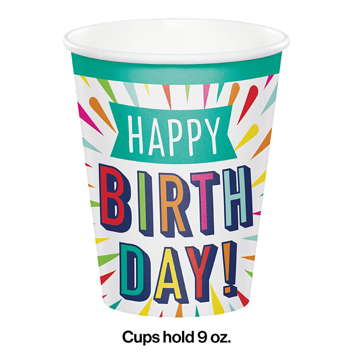 Bulk Birthday Burst Paper Cups (96 per Case)