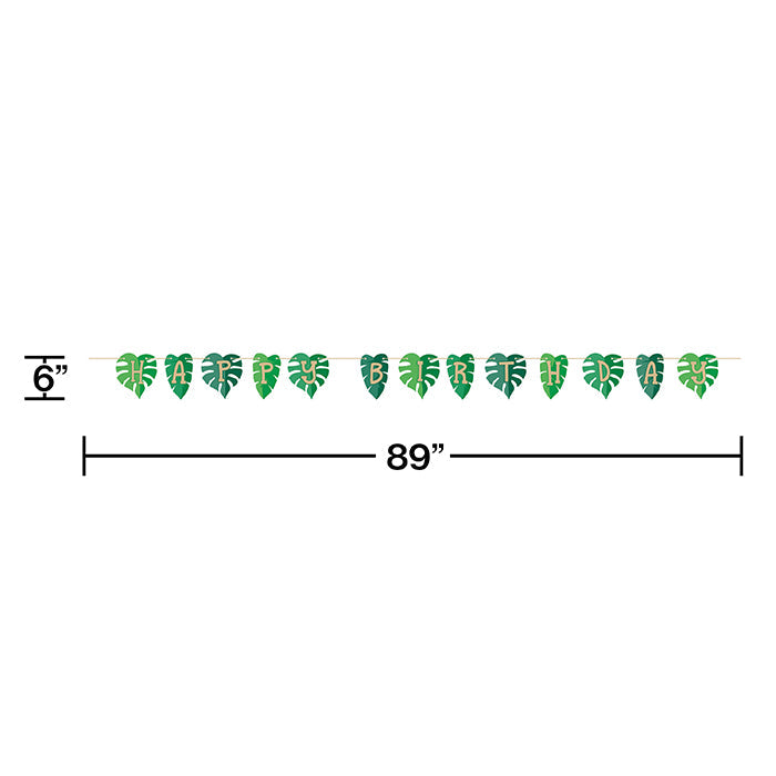 Bulk Jungle Leaf Happy Birthday Banners (12 per Case)