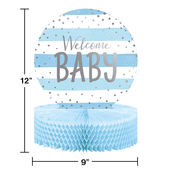 Bulk Blue and Silver Celebration Baby Shower Centerpieces (6 per Case)