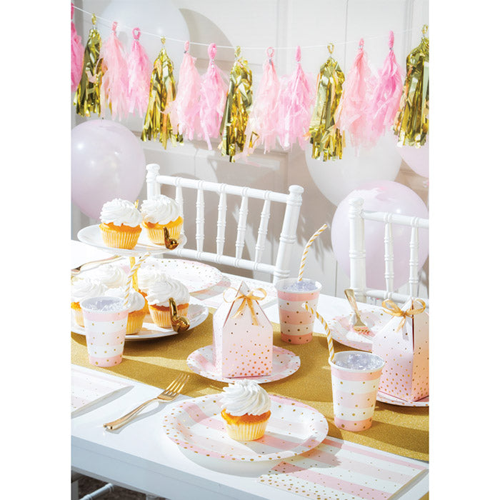 Bulk Pink and Gold Celebration Beverage Napkins (192 per Case)