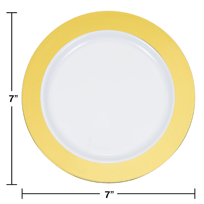 Bulk Gold Rim Plastic Dessert Plates (120 per Case)