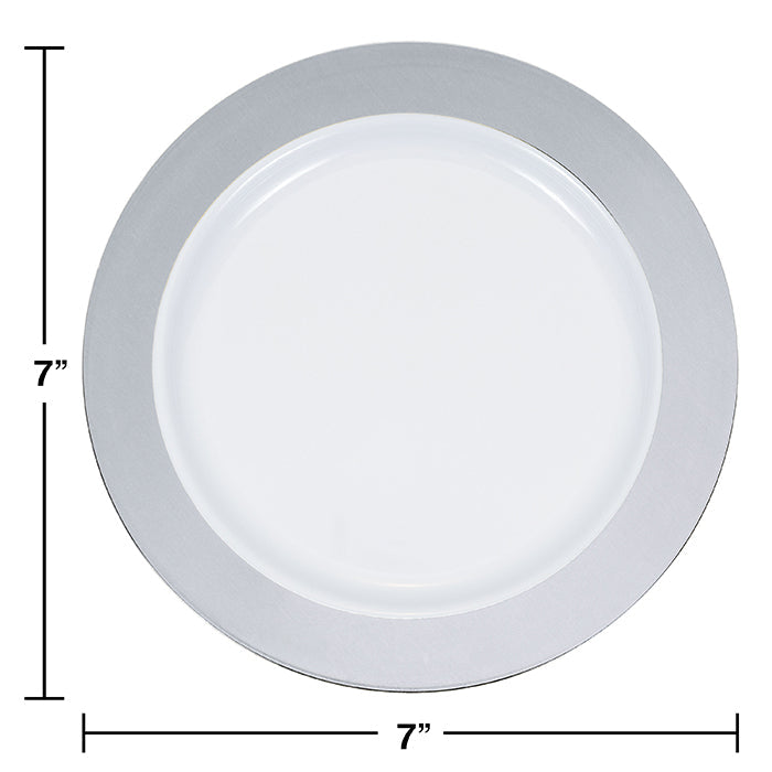 Bulk Silver Rim Plastic Dessert Plates (120 per Case)