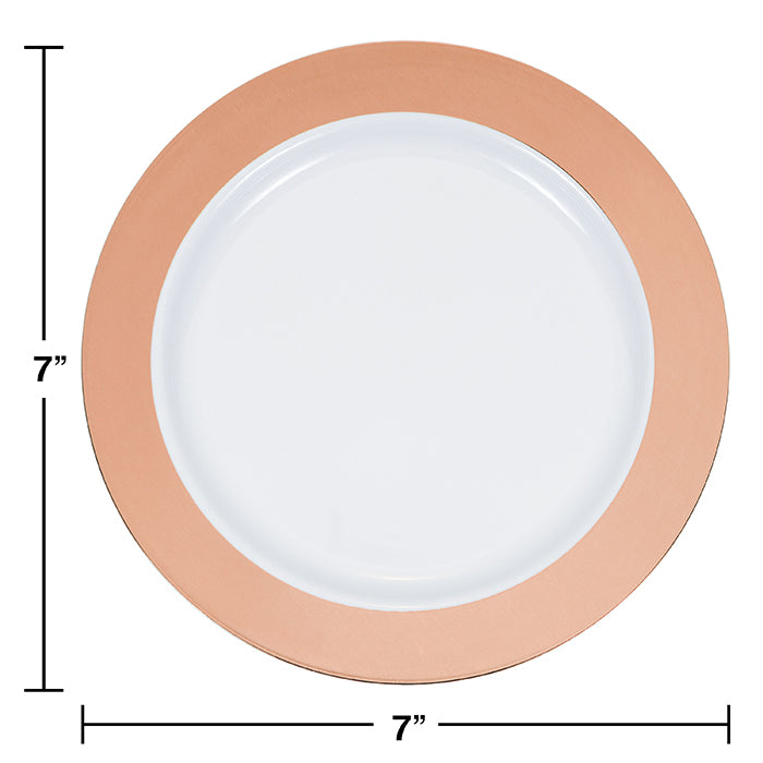 Bulk Rose Gold Rim Plastic Dessert Plates (120 per Case)