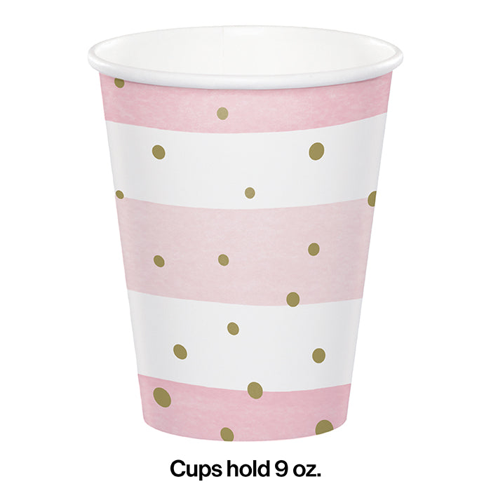 Bulk Pink and Gold Celebration Paper Cups (96 per Case)