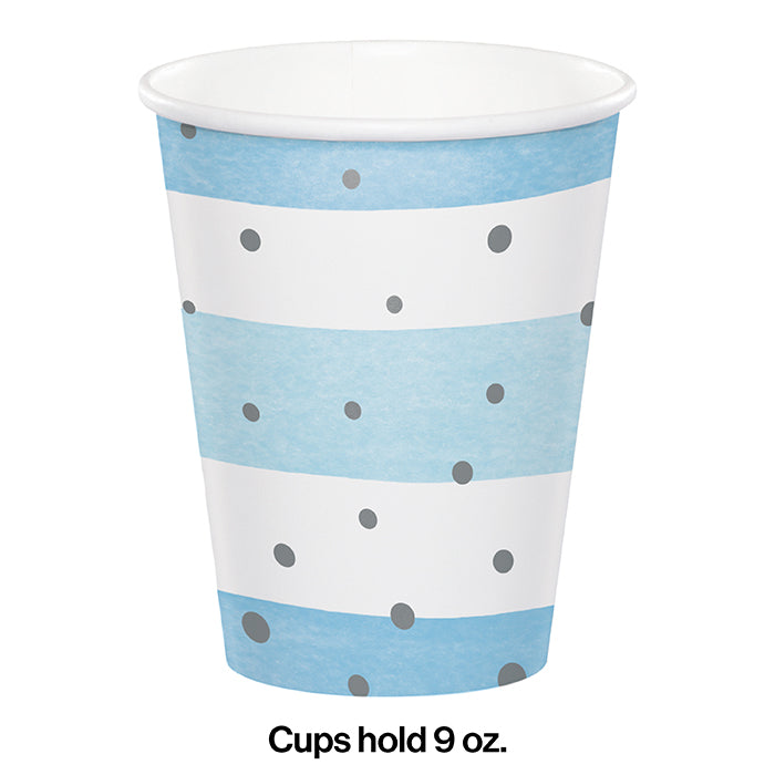 Bulk Blue and Silver Celebration Paper Cups (96 per Case)