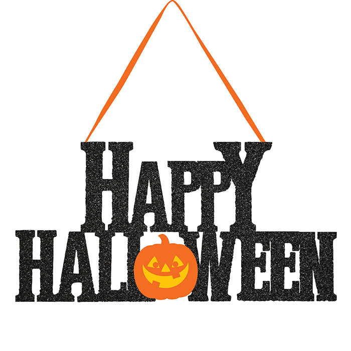 Bulk Happy Halloween Glitter Hanging Signs (12 per Case)