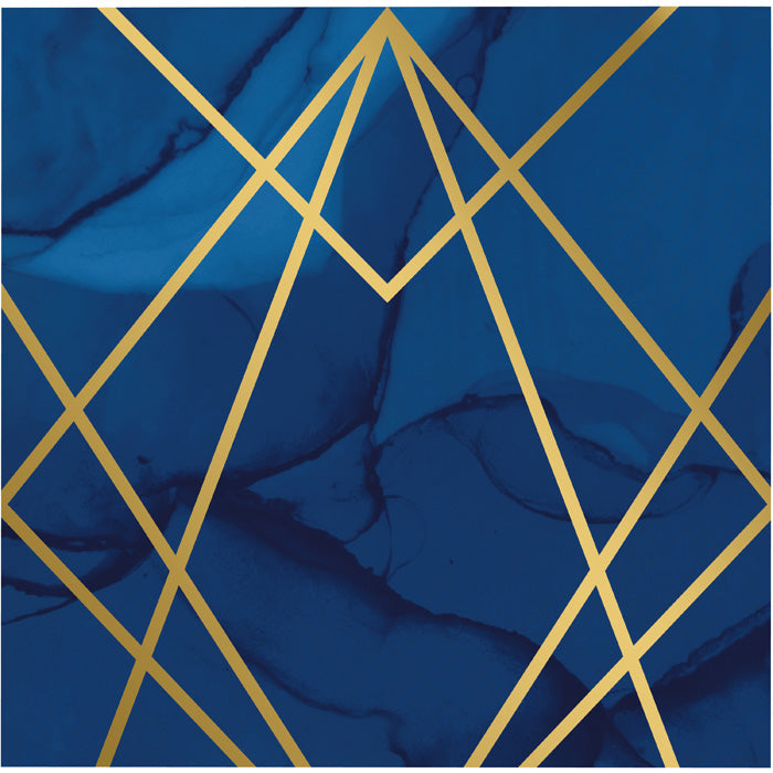 Bulk Navy Blue and Gold Foil Luncheon Napkins (192 per Case)