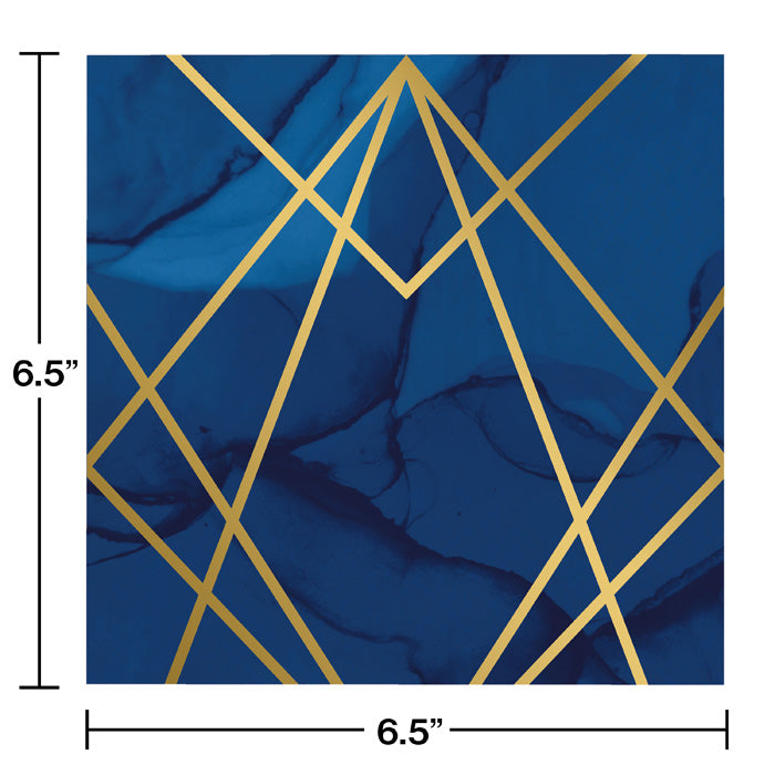 Bulk Navy Blue and Gold Foil Luncheon Napkins (192 per Case)