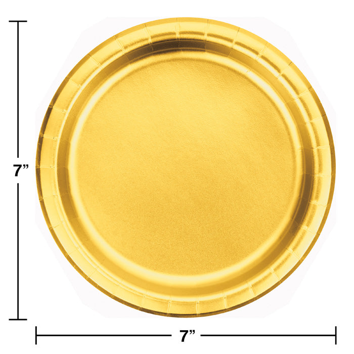 Bulk Gold Foil Paper Dessert Plates (96 per Case)