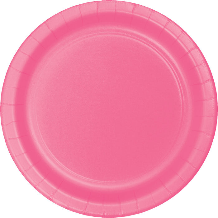 Bulk Candy Pink Sturdy Style 8.75 inch Paper Dinner Plates (240 per Case)