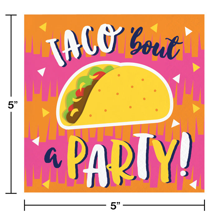 Bulk Fiesta Fun Taco Beverage Napkins (192 per Case)