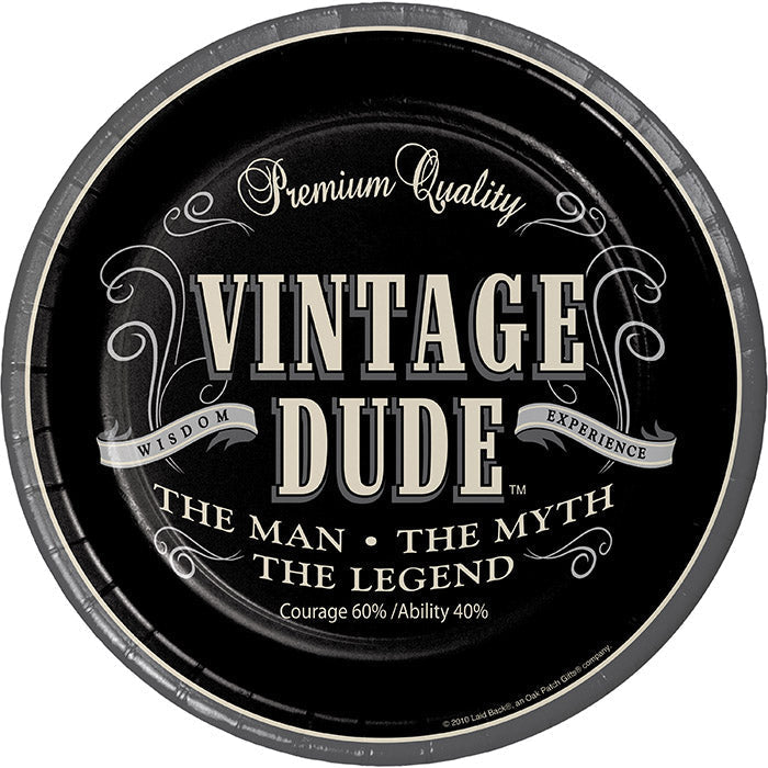 Bulk Vintage Dude Paper Dessert Plates (96 per Case)