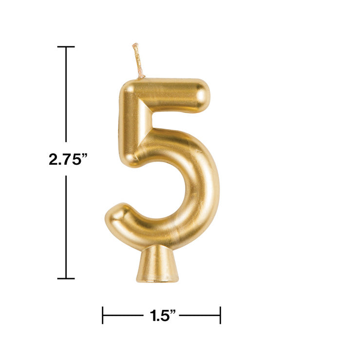 Bulk Gold Number 5 Candles (12 per Case)