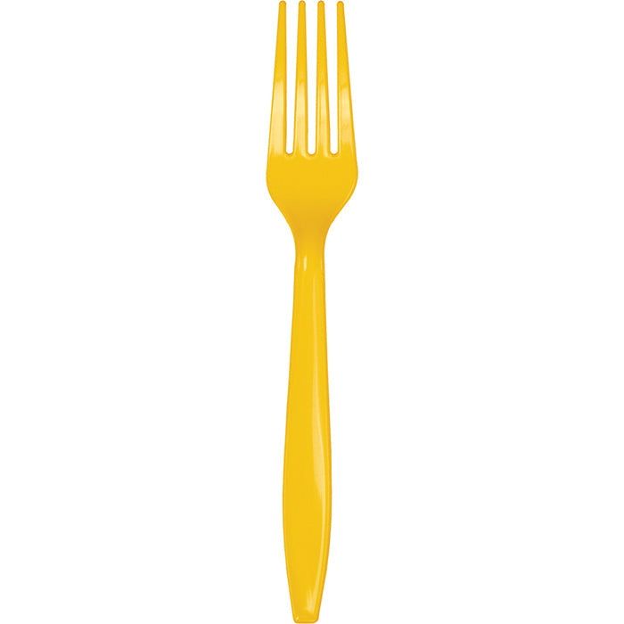 Bulk School Bus Yellow Plastic Forks (288 per Case)