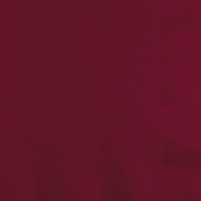 Bulk Burgundy 2 Ply Beverage Napkins (1200 per Case)