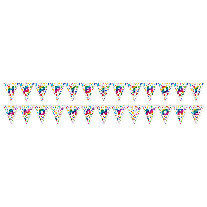 Bulk Rainbow Foil Happy Birthday Flag Banners (6 per Case)