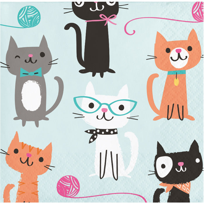 Bulk Purr-fect Cat Party Beverage Napkins (192 per Case)