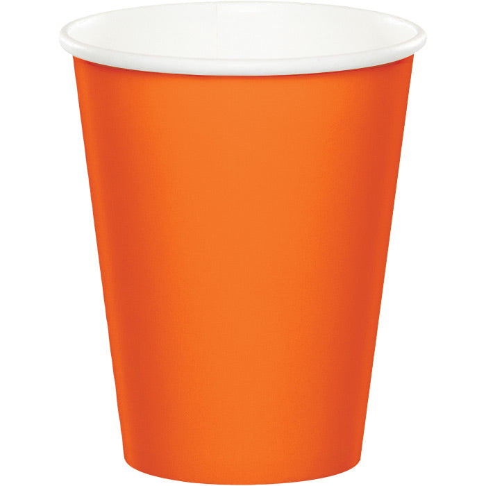 Bulk Sunkissed Orange 9 oz Hot & Cold Paper Cups (240 per Case)