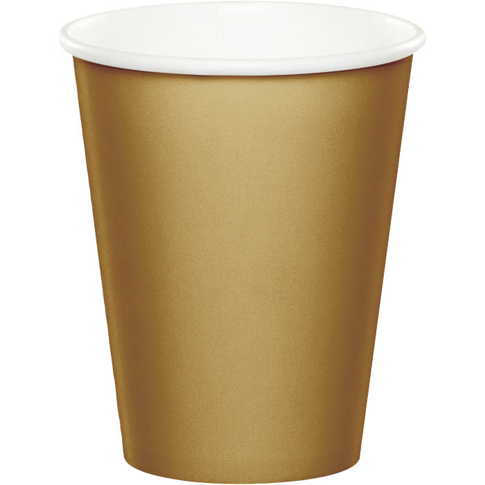 Bulk Glittering Gold 9 oz Hot & Cold Paper Cups (240 per Case)