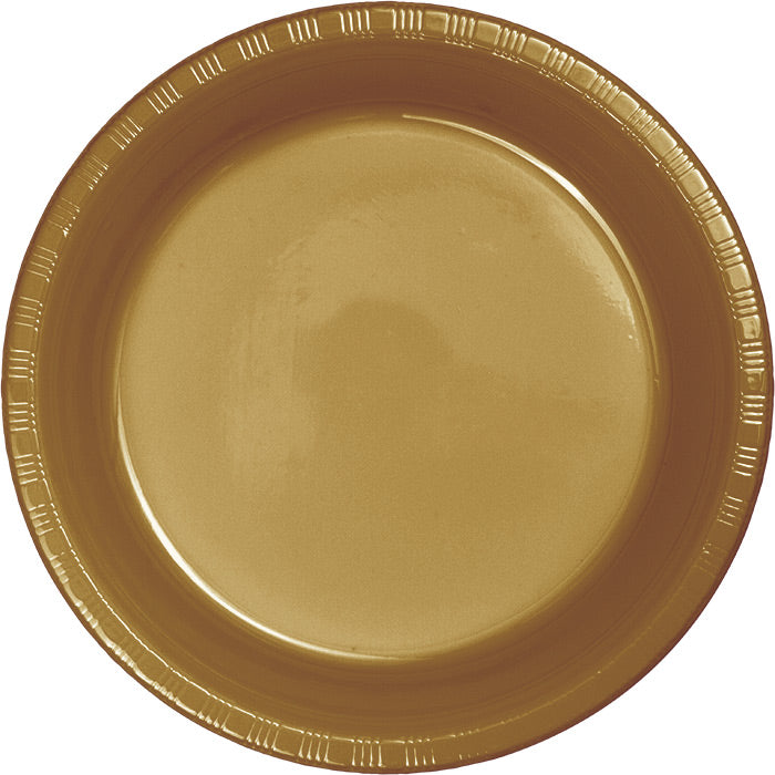 Bulk Glittering Gold 6.75 inch Plastic Dessert Plates (240 per Case)