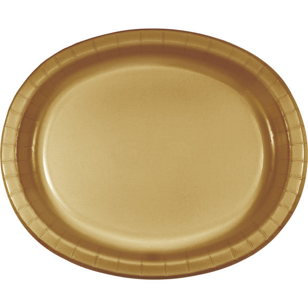 Bulk Glittering Gold Sturdy Style Paper Oval Platters (96 per Case)