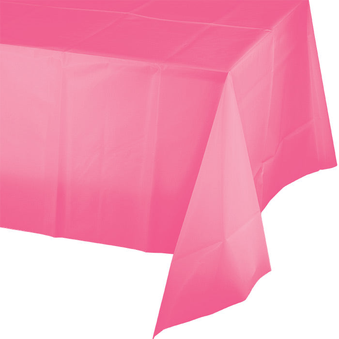 Bulk Candy Pink Plastic Table Covers (12 per Case)